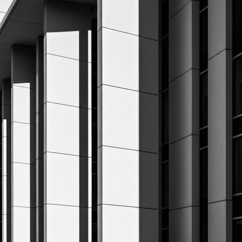 Minimalist architecture with dramatic shadows